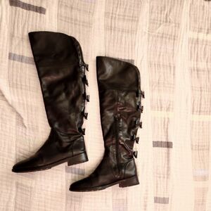 No name, genuine black leather over the knee boots